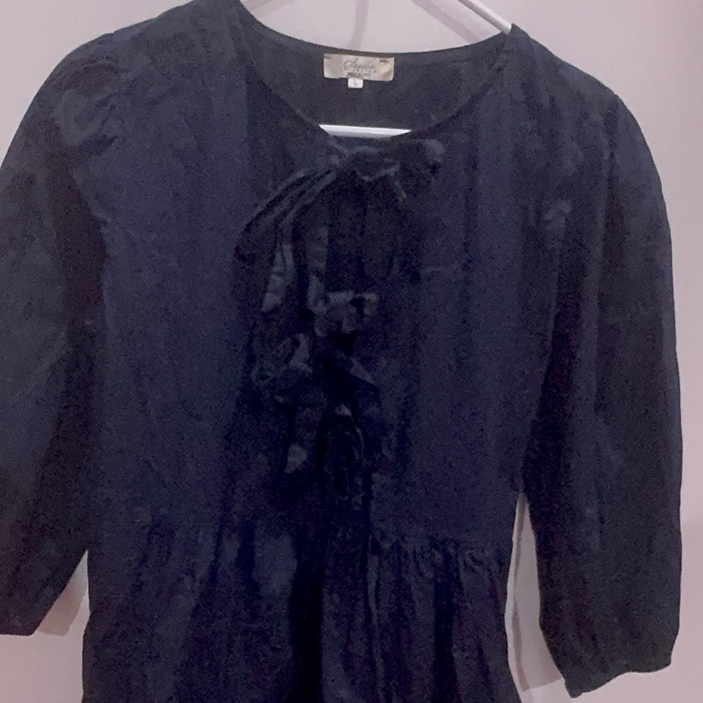 Elegant Navy Long Sleeve Dress - Picture 5 of 8